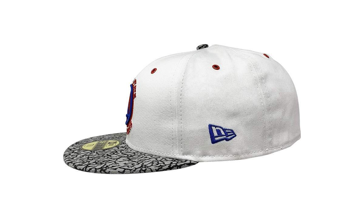 59FIFTY Golden State Warriors Kicks Hook Fitted Hat "White / Grey and Black Elephant Print - Brim" NE598