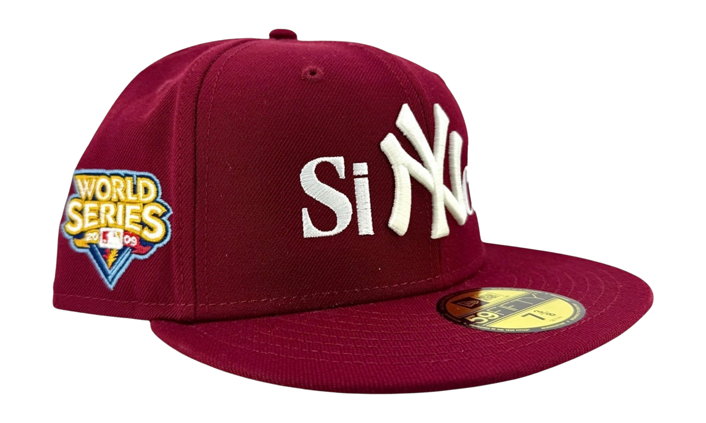 Sinclair New York Yankees 2009 World Series Patch Fitted Hat "Burgundy / White" NE1204