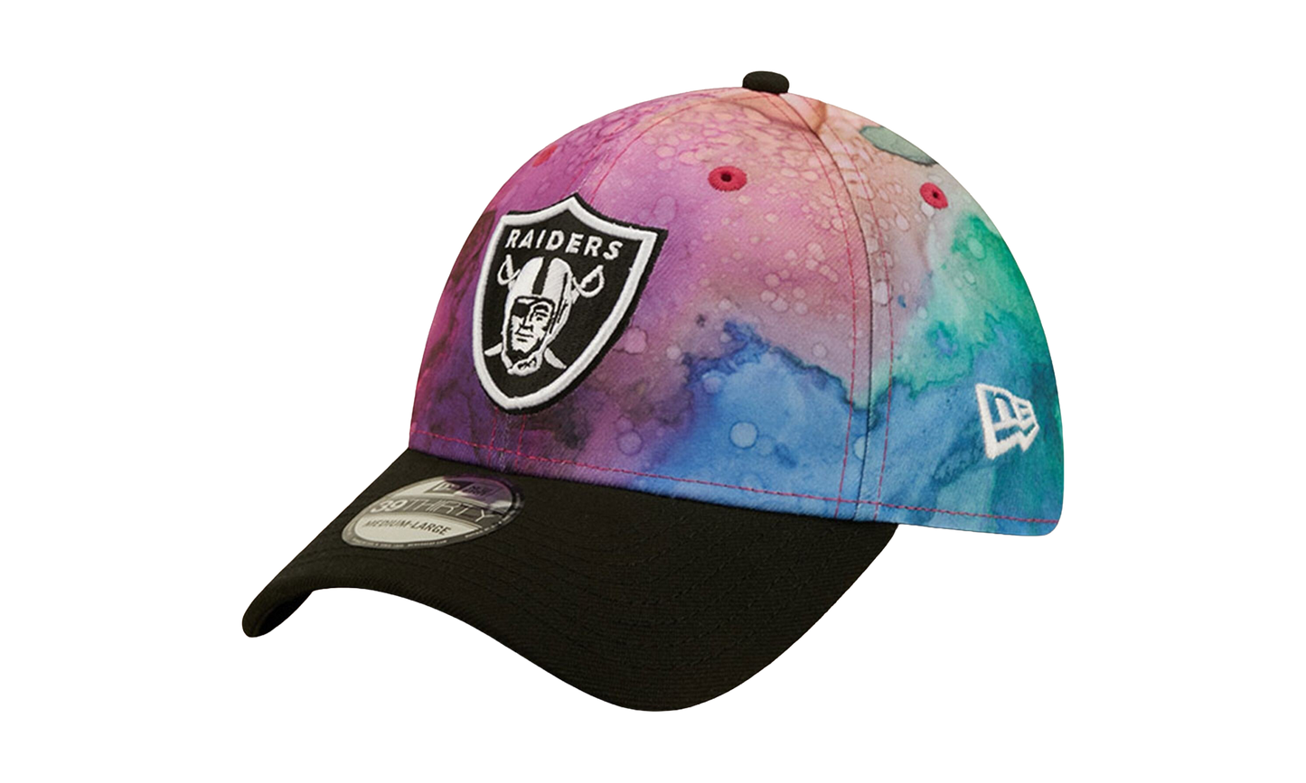 39THIRTY Las Vegas Raiders Crucial Catch Flex Fit Hat "Multicolor Watercolor Design Crown / Black Visor" NE841