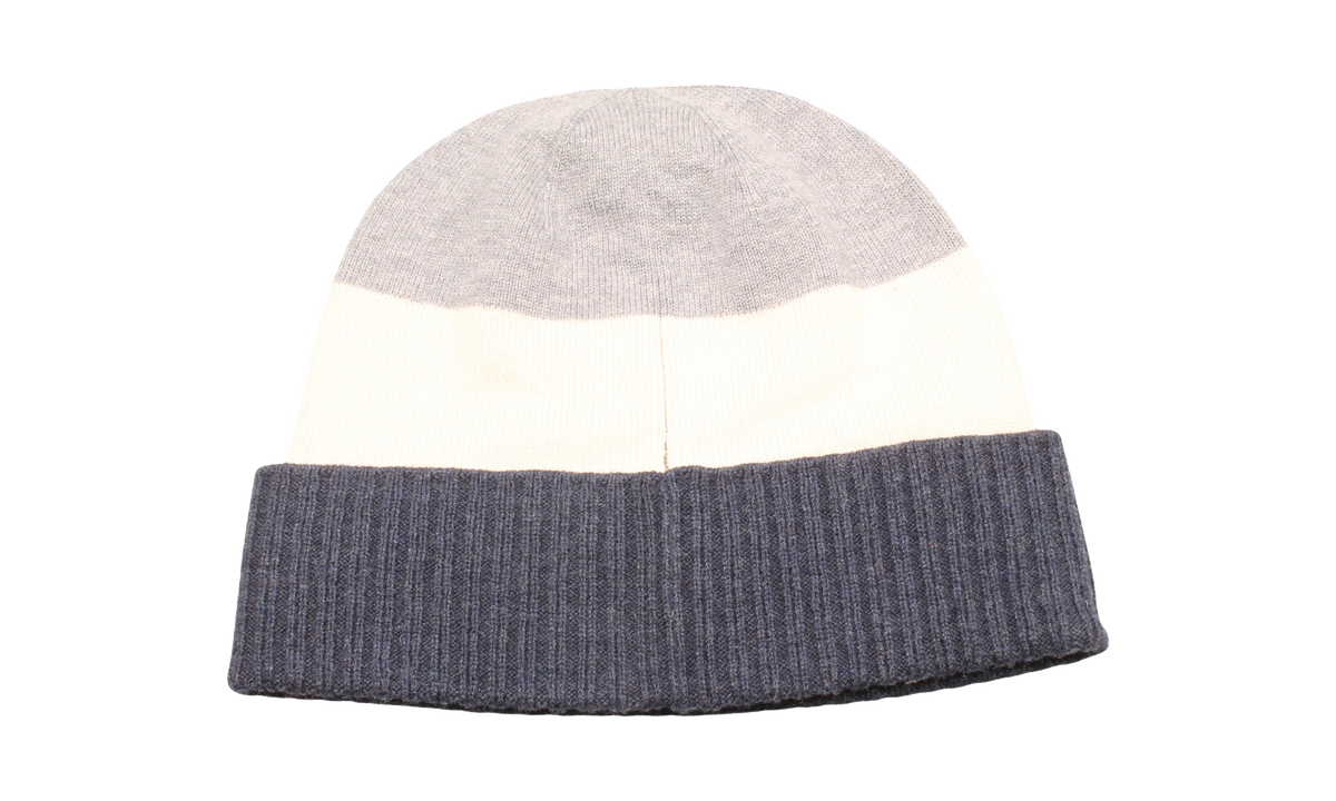 Signature Stripe Knit Cuff Beanie "Grey / Cream / Blue" PC0785 021