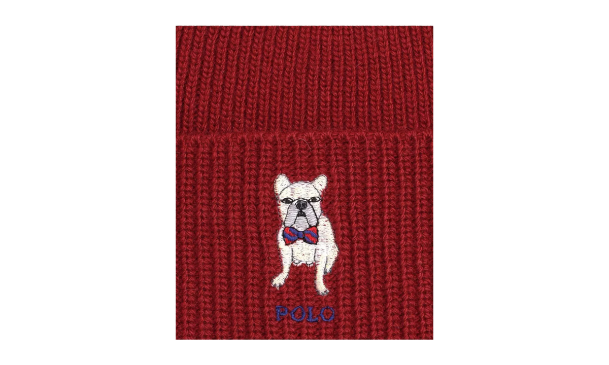 Embroidered Frenchie Rib-Knit Beanie "Red" PC0917 619