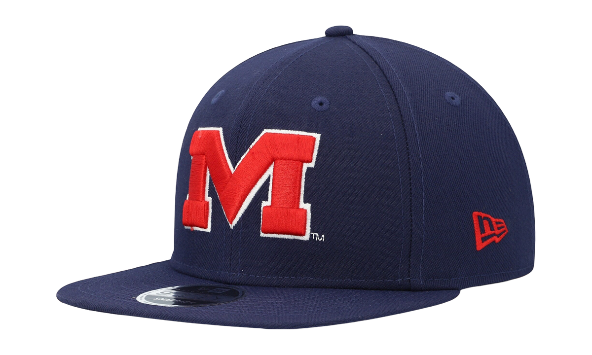 9FIFTY Ole Miss Rebels Snapback Hat "Navy / Red - Logo" NE1026