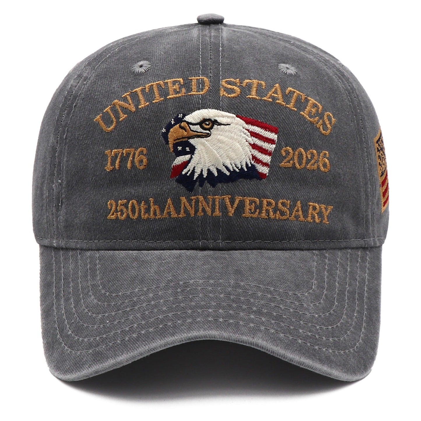 USA 250th Anniversary Eagle Embroidered Cap (1776–2026) – Gray