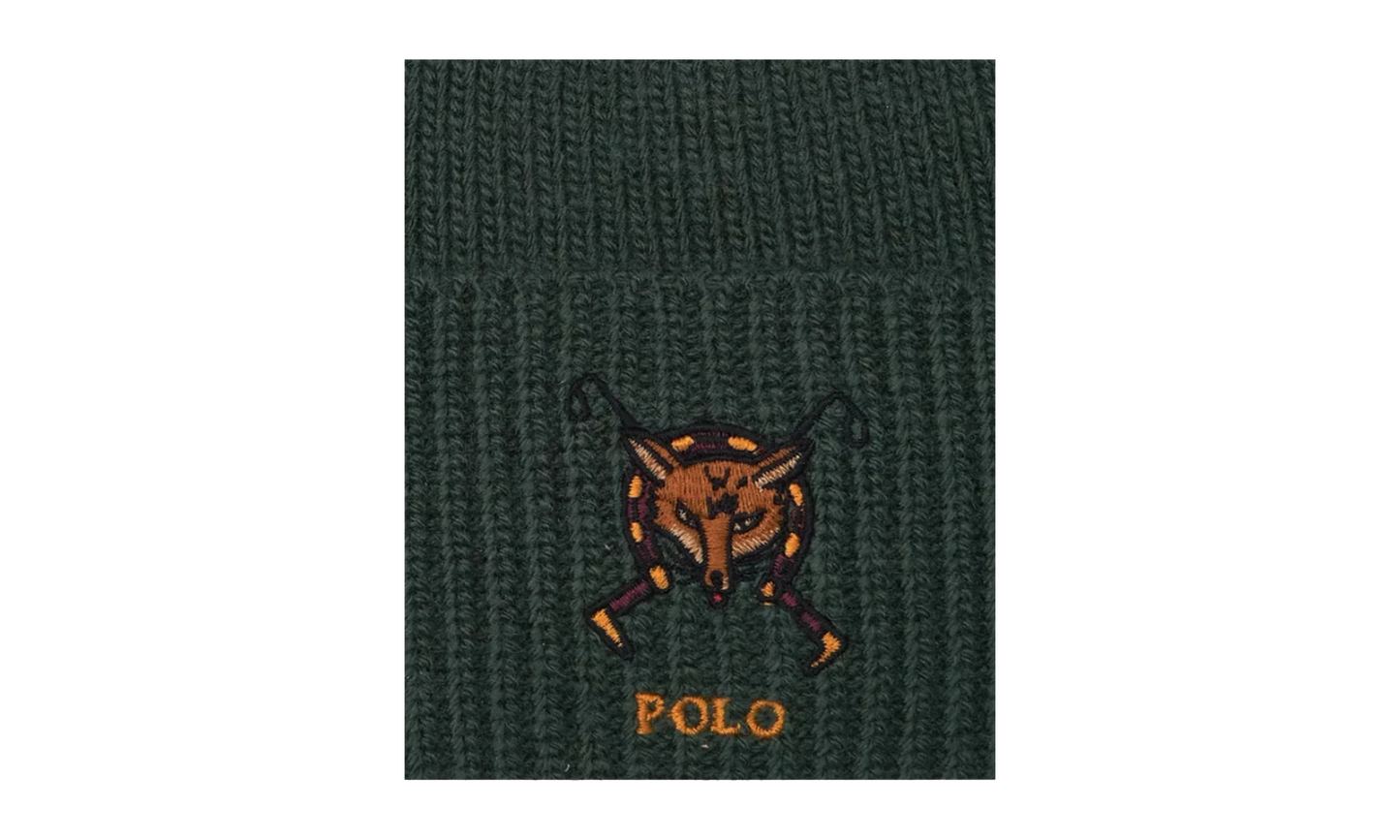 Embroidered Fox Rib-Knit Beanie "College Green" PC0918 354