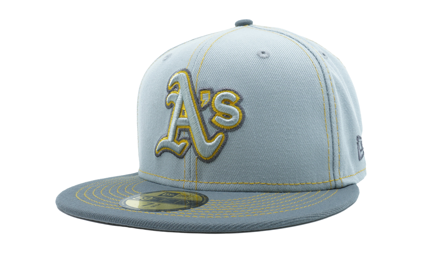 59FIFTY Oakland Athletics Gray Pop Fitted Hat "Gray / Yellow - Stitch" NE882
