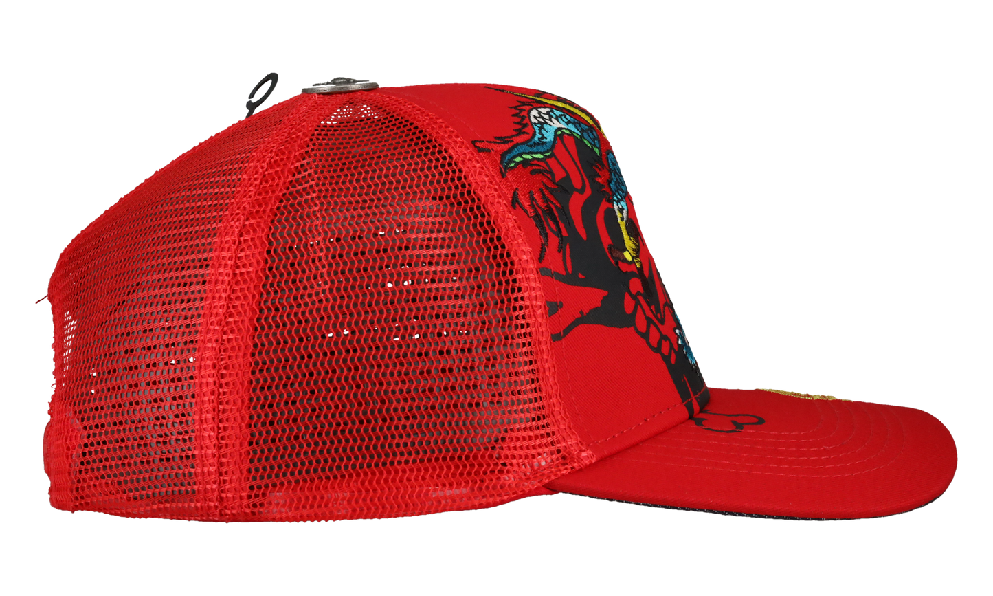 Embroidered Dragon Trucker Hat "Red" EHH0001 38