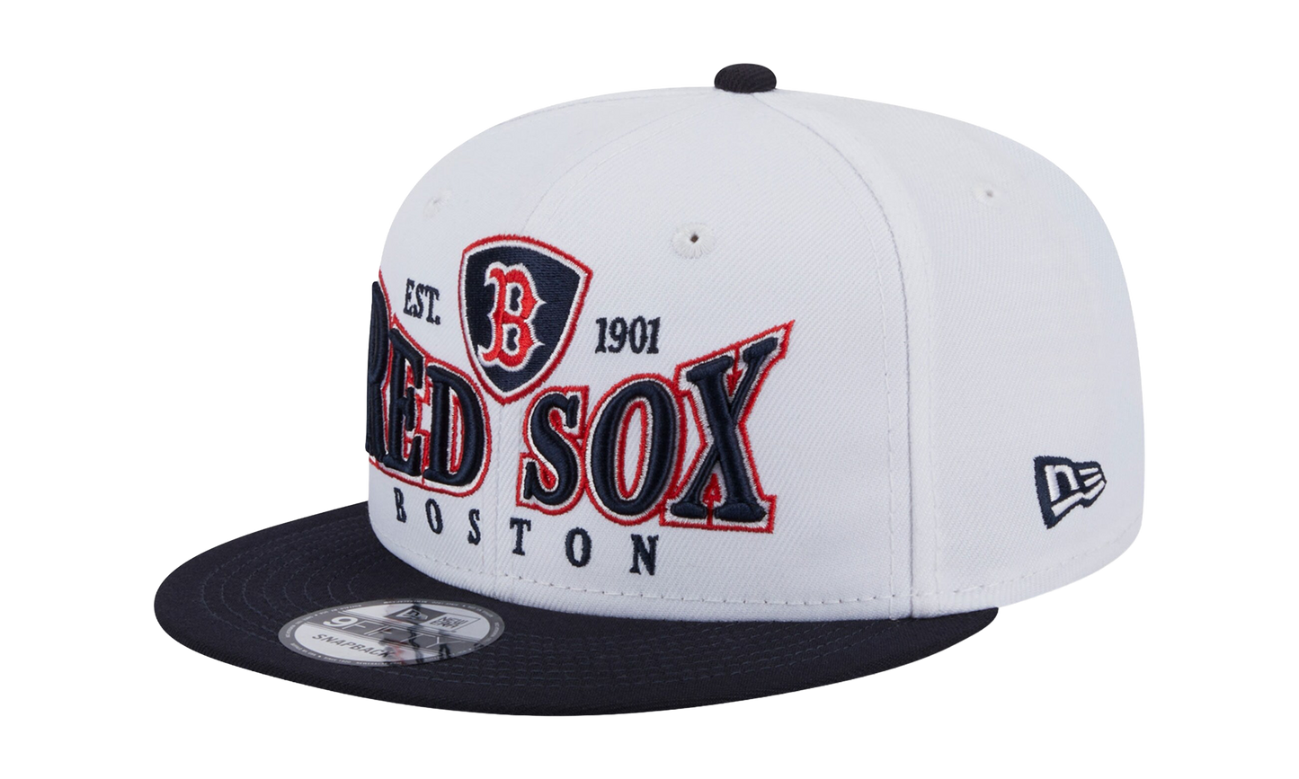 9FIFTY Boston Red Sox Crest Stack Snapback Hat "White / Navy - Brim" NE877