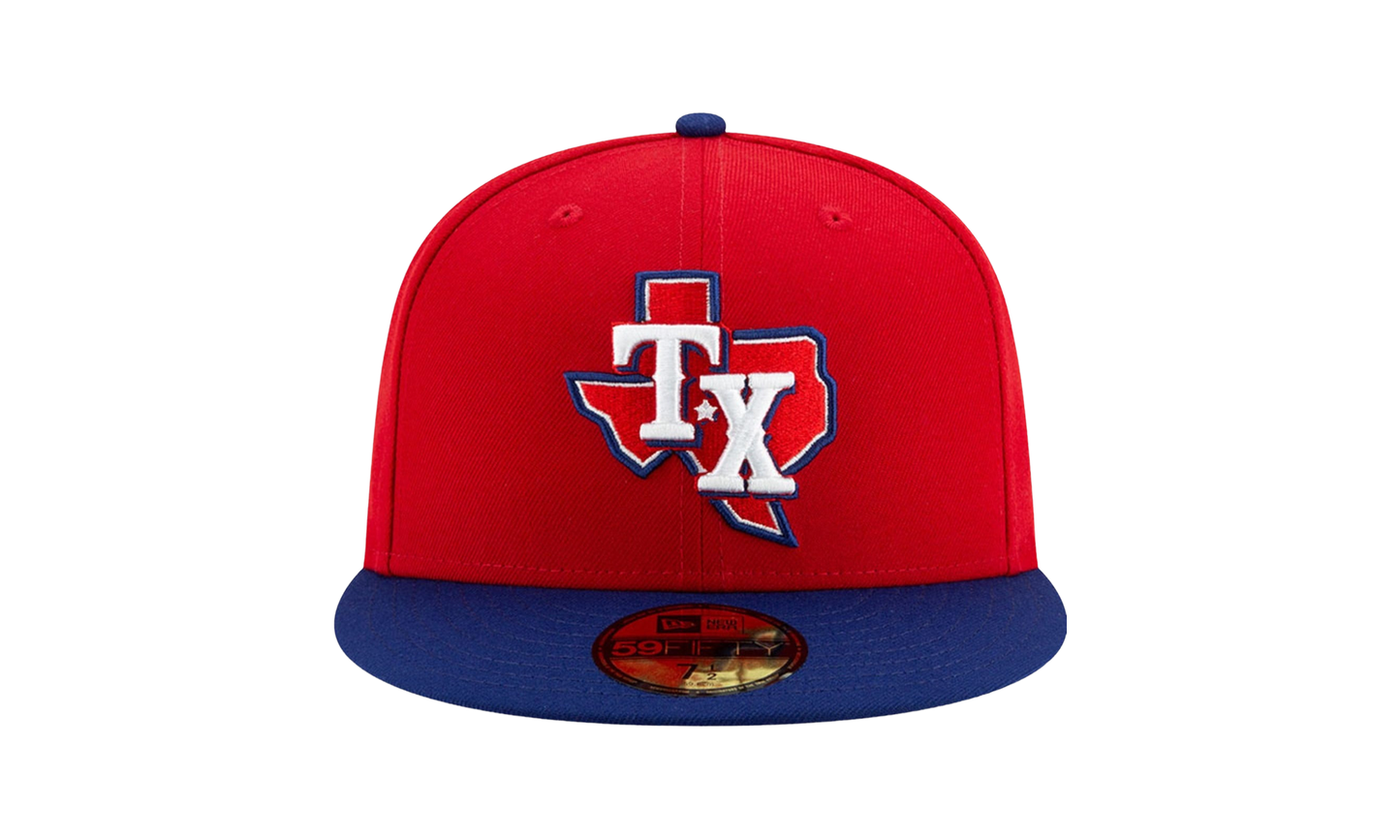 59FIFTY Texas Rangers Alt3 On-Field Authentic Fitted Hat "Red / Blue - Brim" NE1033