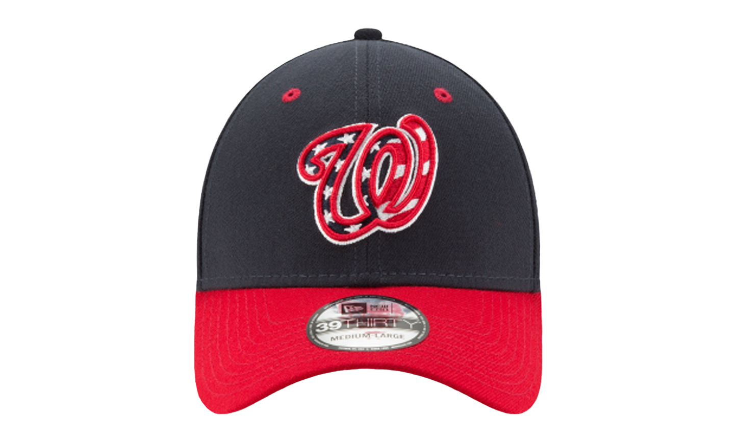 39THIRTY Washington Nationals Flex Fit Hat "Black / Red - Visor" NE618