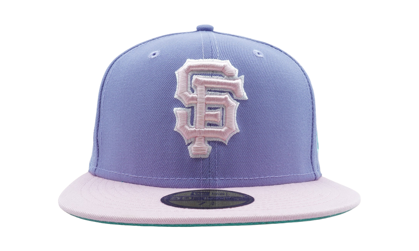 59FIFTY San Francisco Giants World Series Battle Bay Fitted Hat "Purple Smoke / Pink - Brim / Sky Blue - Under Brim" NE1086