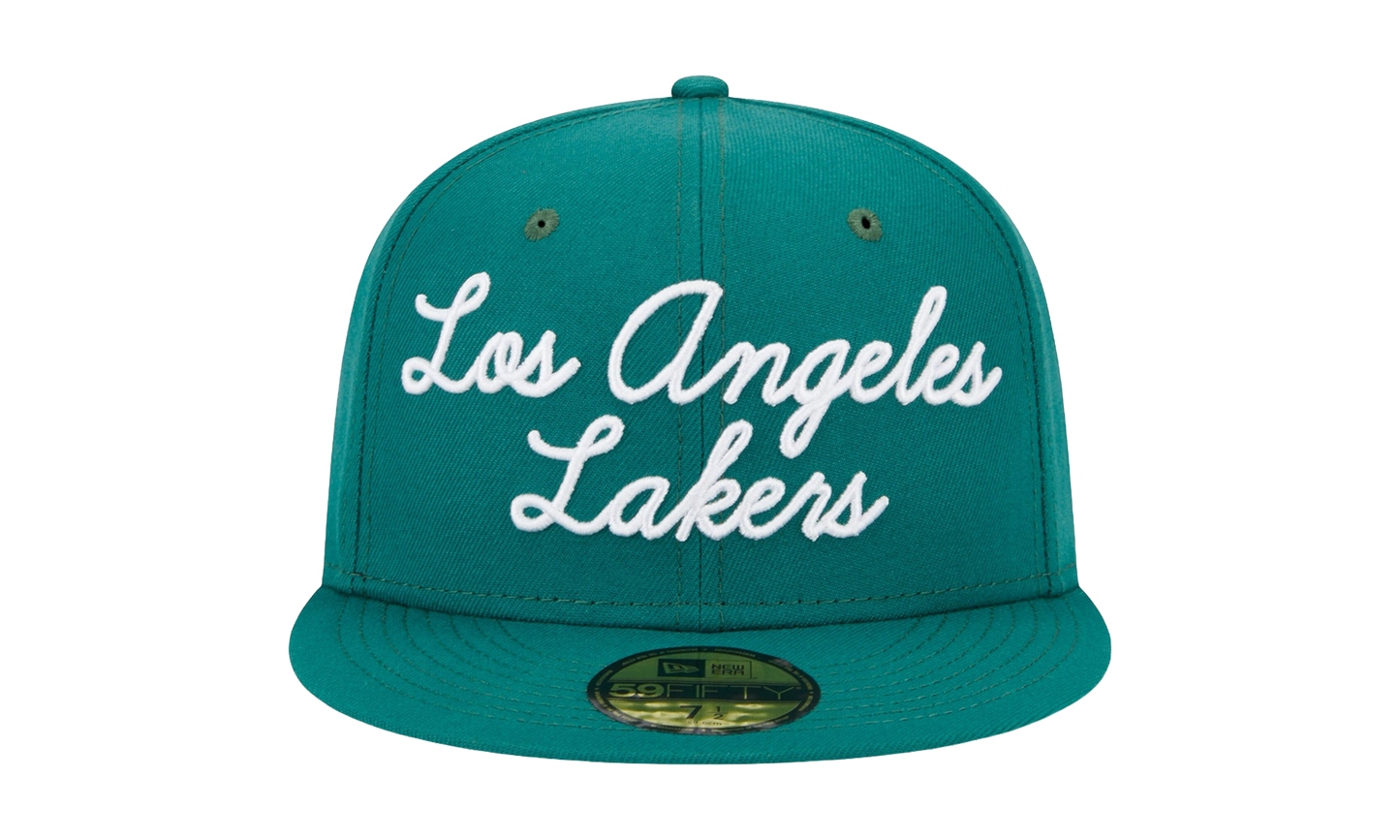 59FIFTY Los Angeles Lakers Script Fitted Hat "Kelly Green / Green - Under Brim" NE876