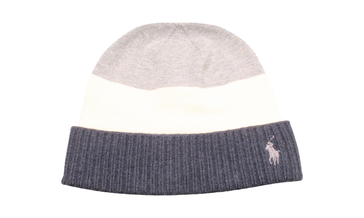 Signature Stripe Knit Cuff Beanie "Grey / Cream / Blue" PC0785 021