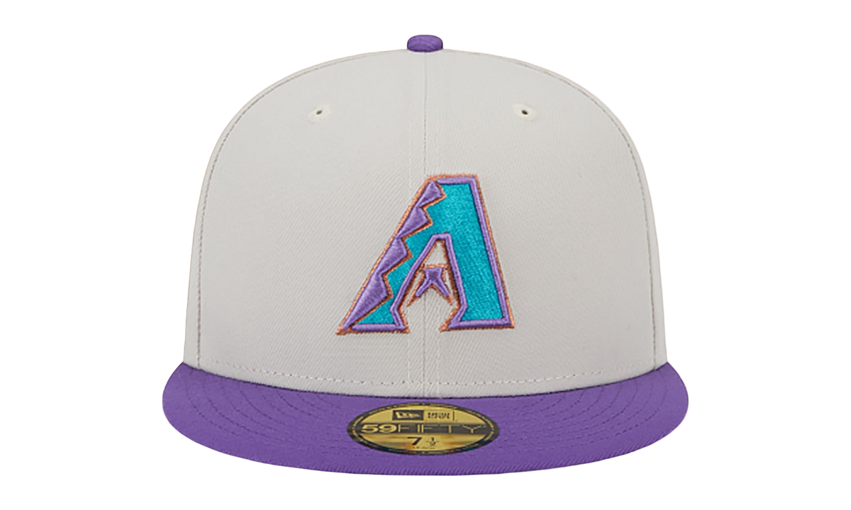 59FIFTY Arizona Diamondbacks 2001 World Series - Class Back Patch Fitted Hat "Khaki and Purple / Grey - Under Brim" NE905