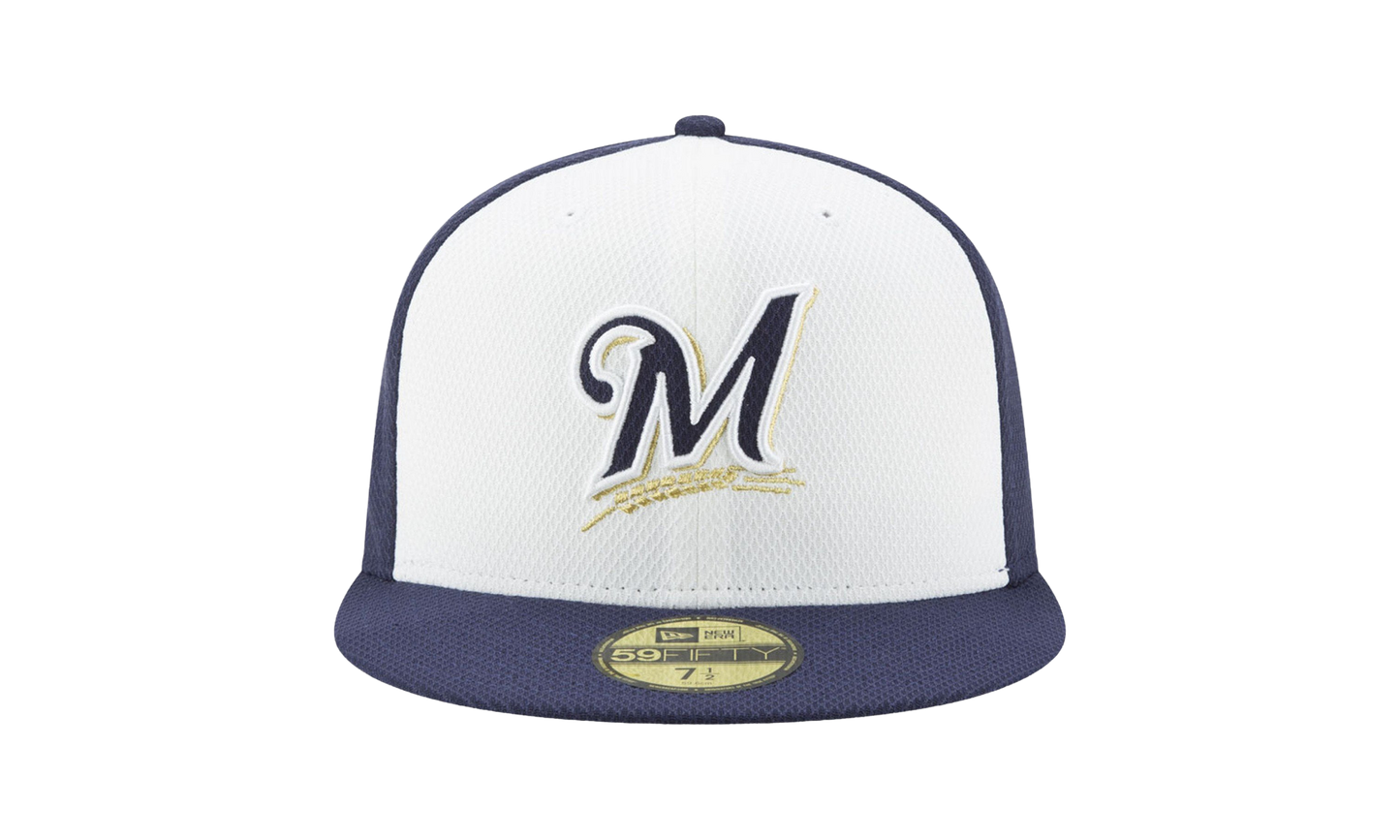 59FIFTY Milwaukee Brewers Diamond Era Fitted Hat "White and Purple / Purple - Brim" NE578