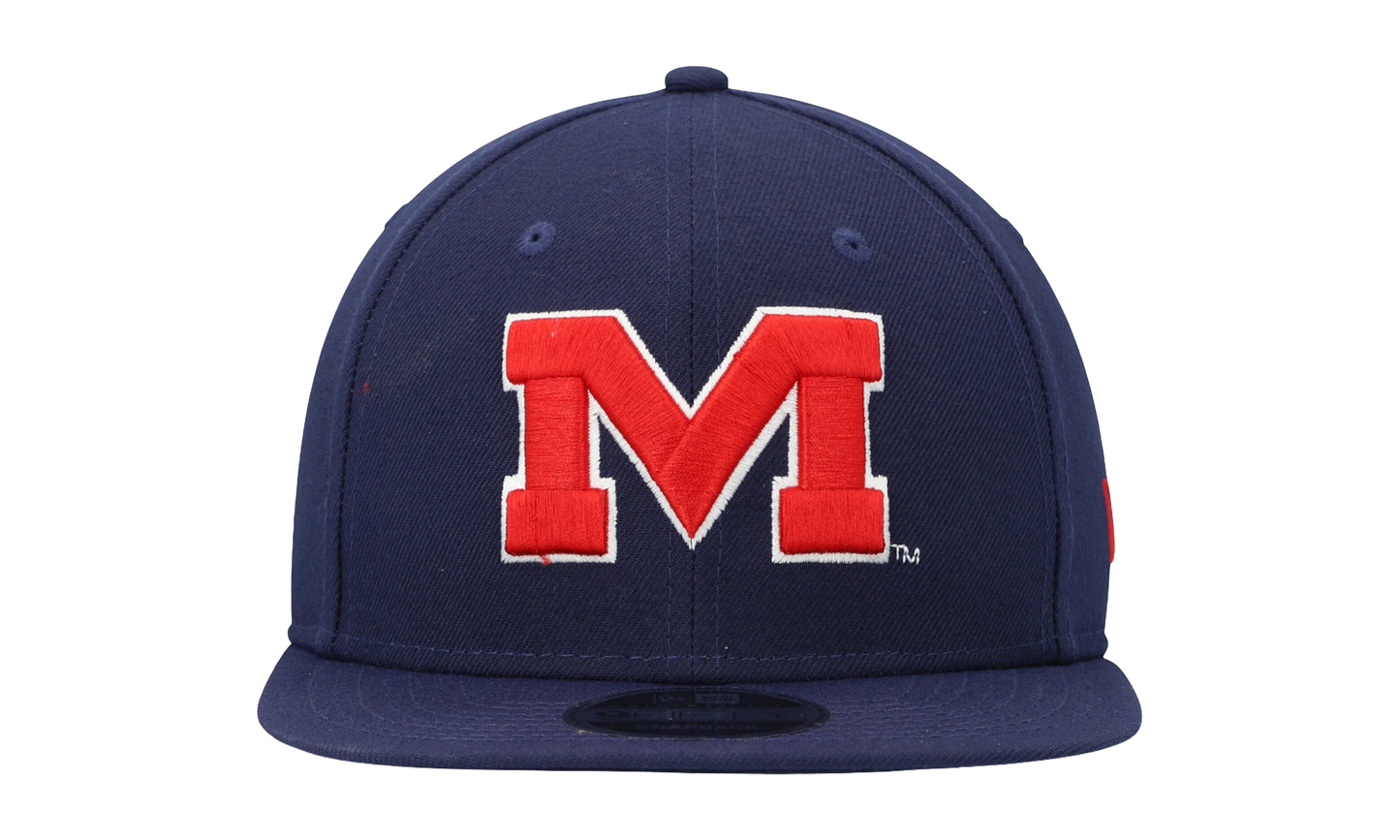9FIFTY Ole Miss Rebels Snapback Hat "Navy / Red - Logo" NE1026