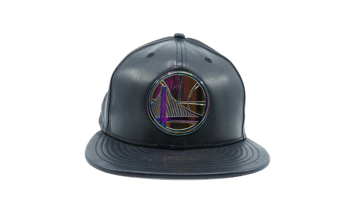 59FIFTY Golden State Warriors Deluxe Leather Fitted Hat "Black/ Iridescent - Logo" NE604