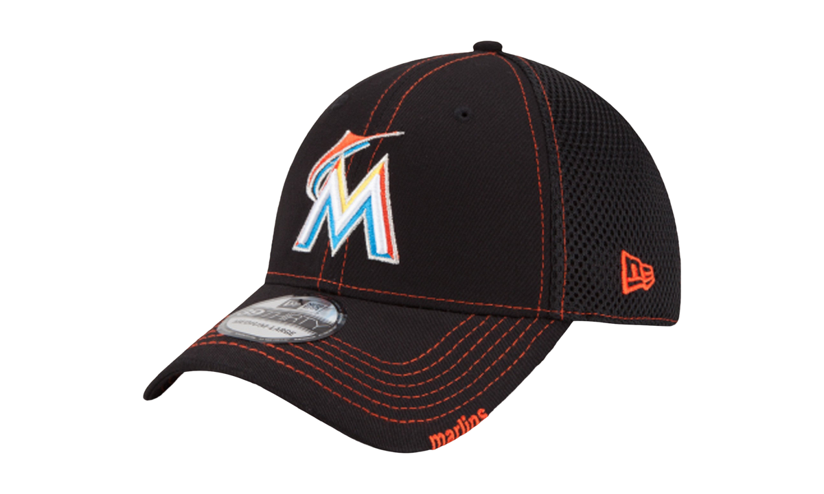 39THIRTY Miami Marlins Neo Flex Fit Hat "Black / Red - Stitch" NE572