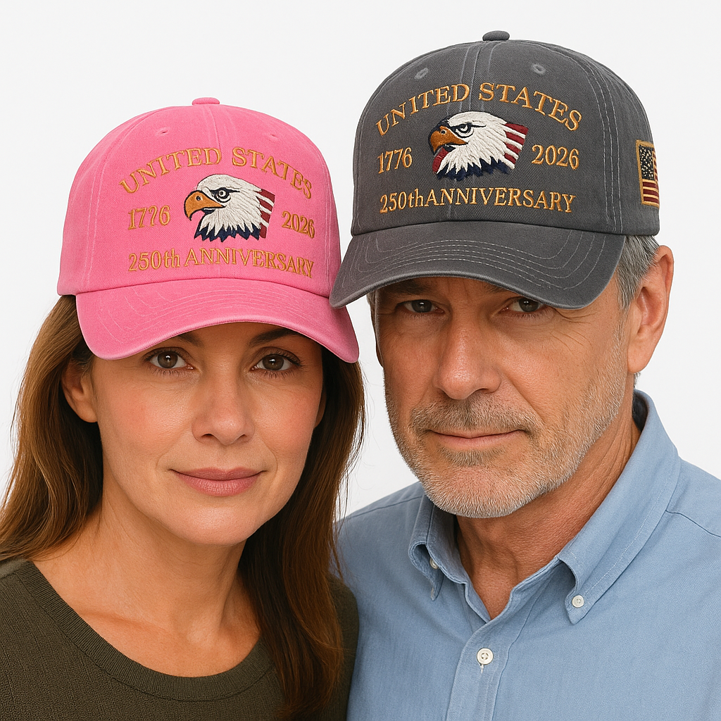 America 250th Anniversary Hat 1776–2026 – Pink Eagle & Flag Adjustable Patriotic Baseball Cap