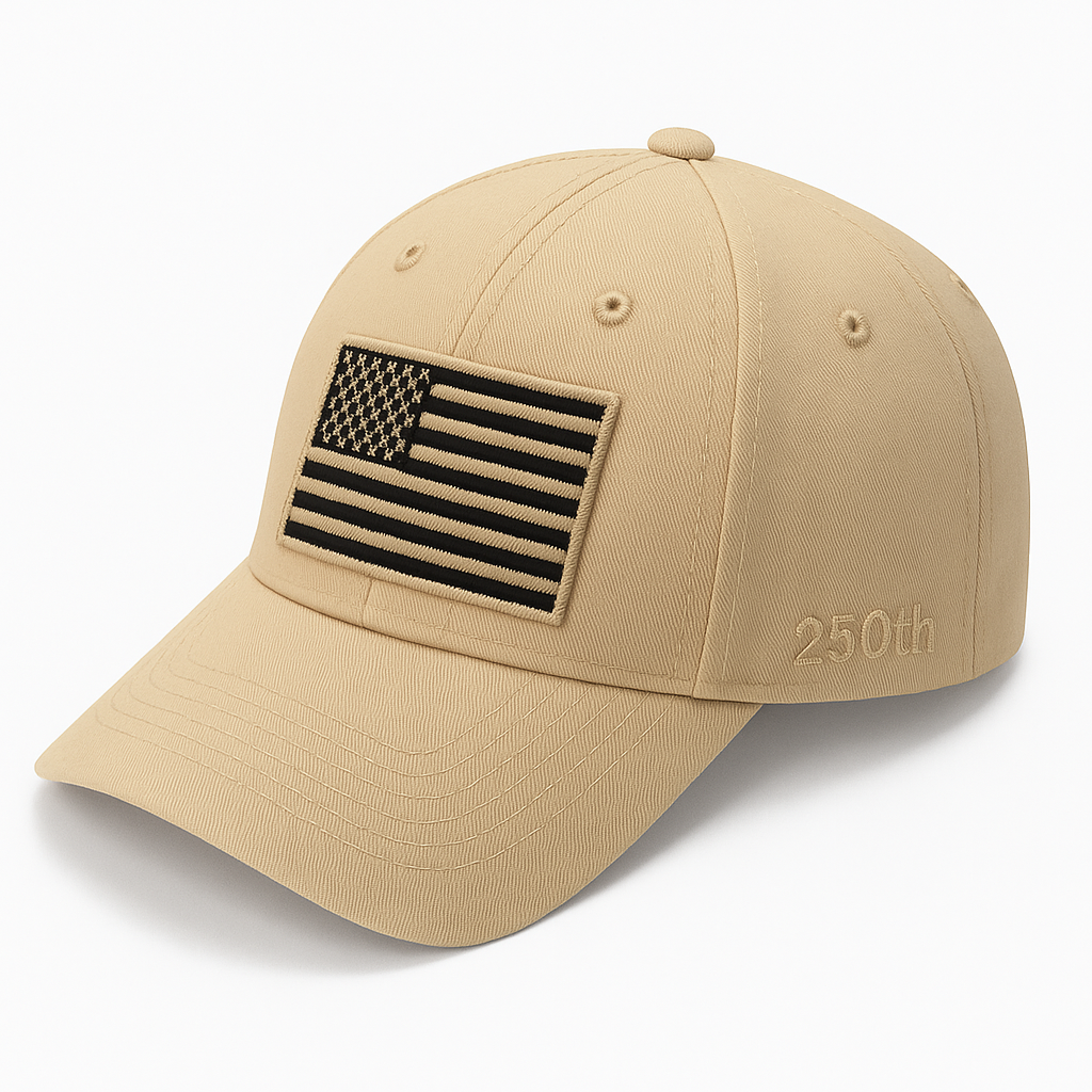 America 250th Anniversary Hat – Desert Sand American Flag Baseball Cap 1776 - 2026 (Exclusive)