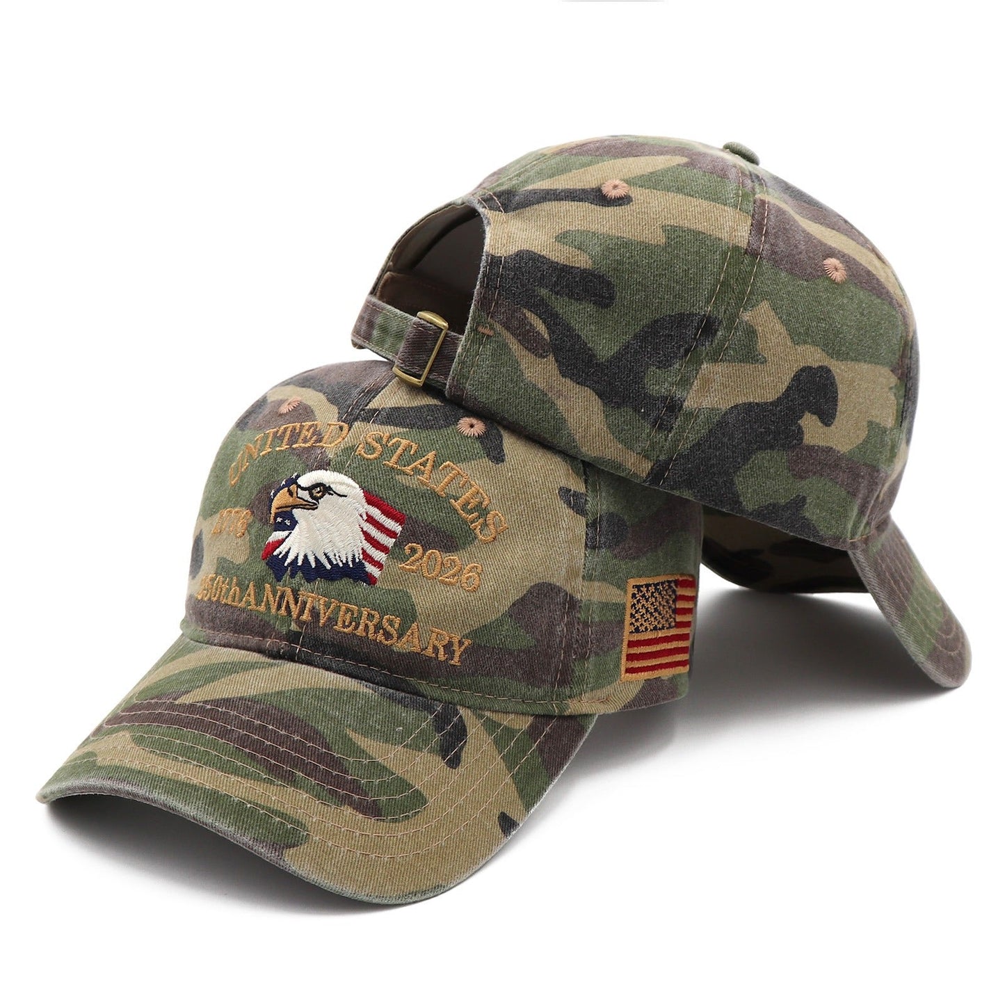 USA 250th Anniversary Eagle Embroidered Cap (1776–2026) – Camo