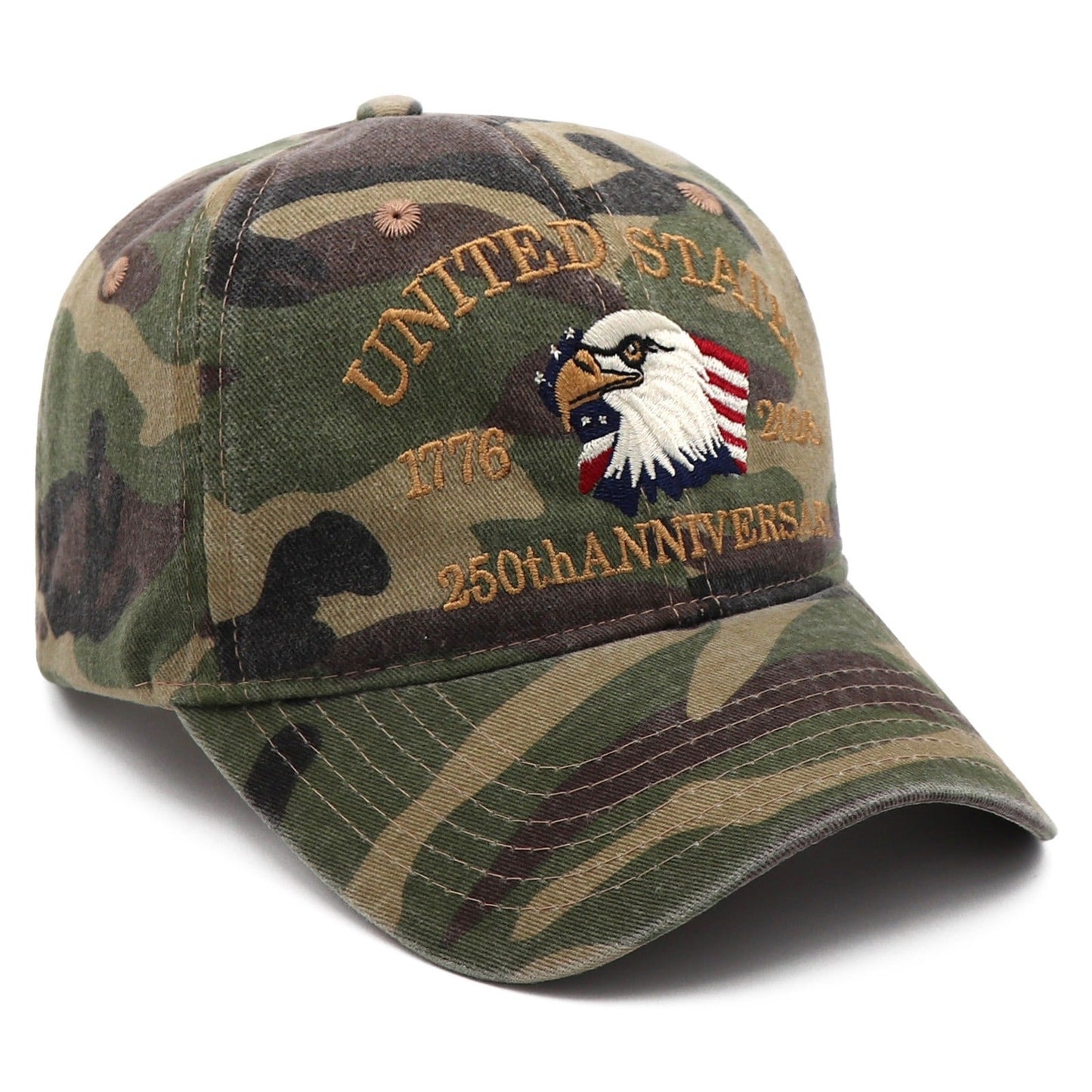 USA 250th Anniversary Eagle Embroidered Cap (1776–2026) – Camo