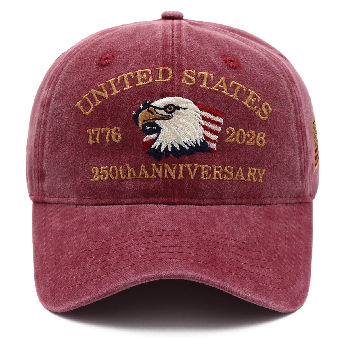 USA 250th Anniversary Eagle Embroidered Cap (1776–2026) – Vintage Maroon