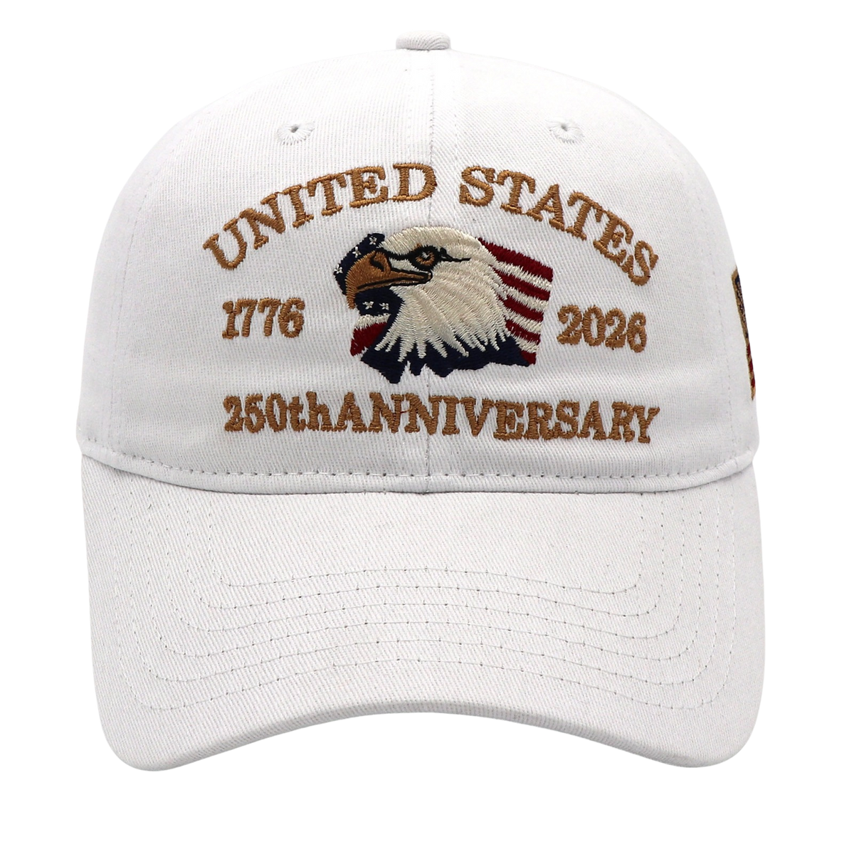 USA 250th Anniversary Eagle Embroidered Cap (1776–2026) – White