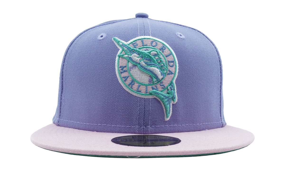 59FIFTY Florida Marlins 1993 Inaugural Patch Fitted Hat "Lavender / Pink - Brim" NE1084