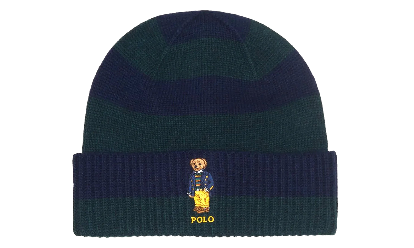 RUGBY STRIPE BEAR BEANIE "Navy / Green" PC0817 354