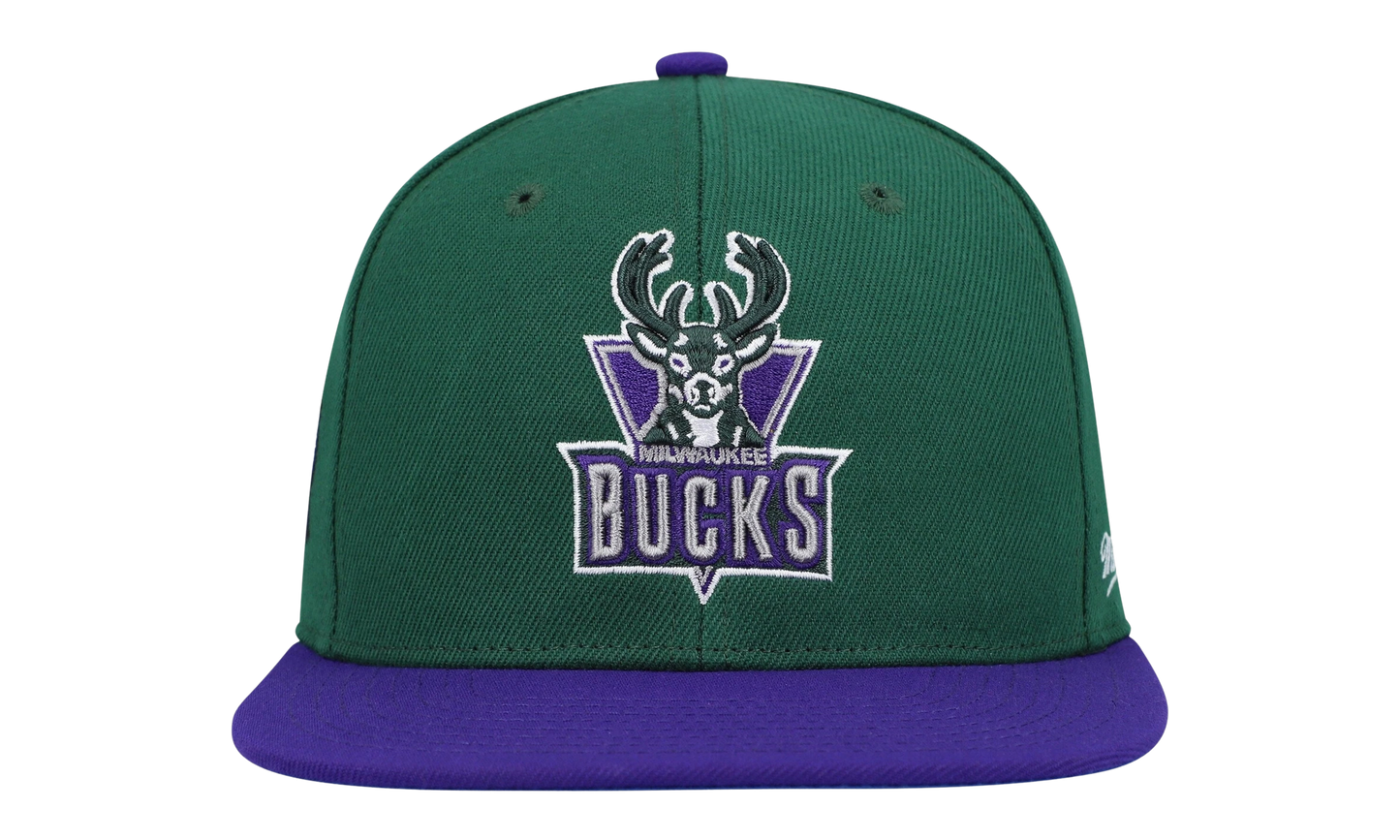 NBA Coast 2 Coast Fitted Cap "Milwaukee Bucks - Green / Purple" 6HSFSH22051 MBUGREN