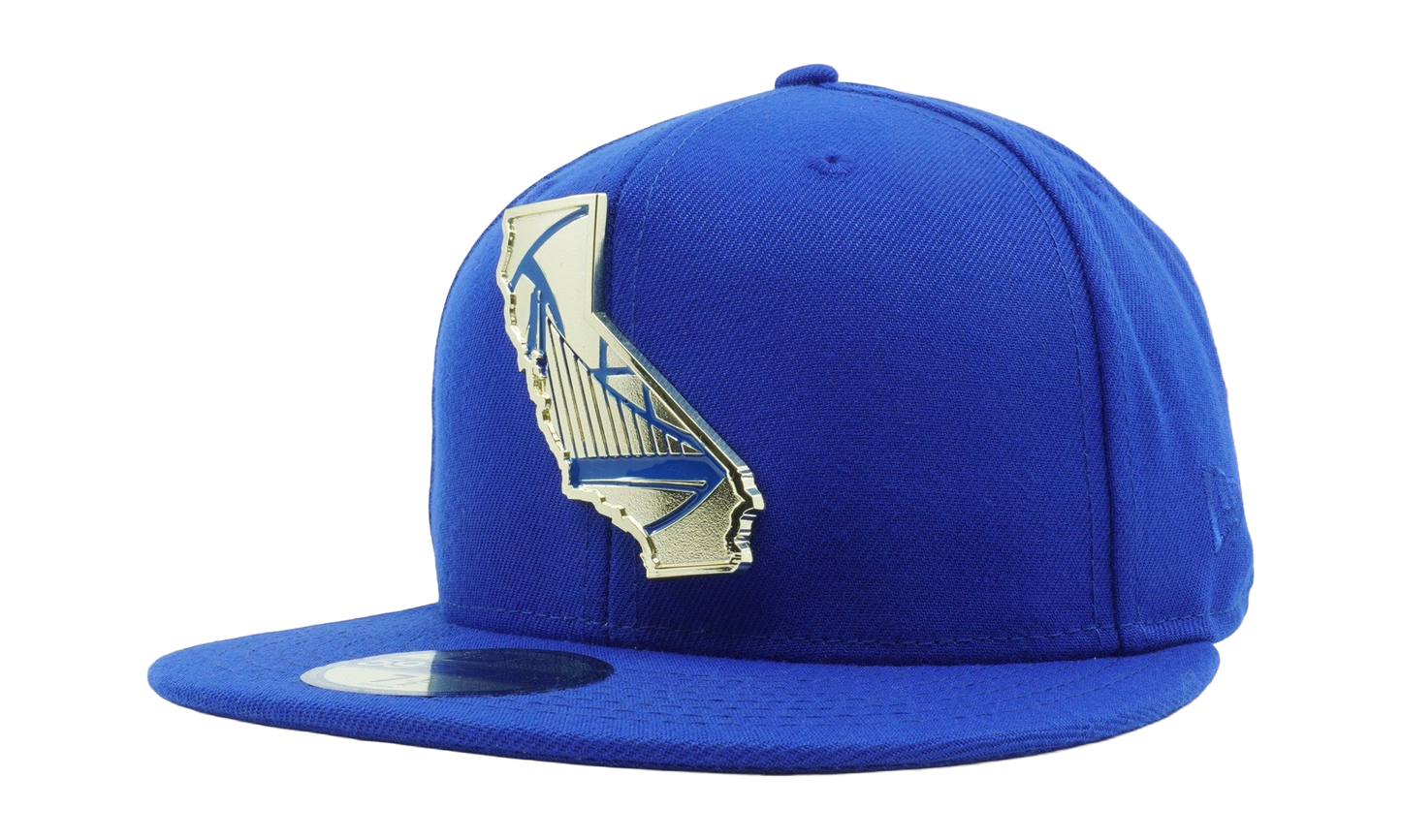 59FIFTY Golden State Warriors Gold State Metal Badge Fitted Hat "Royal Blue" NE1152