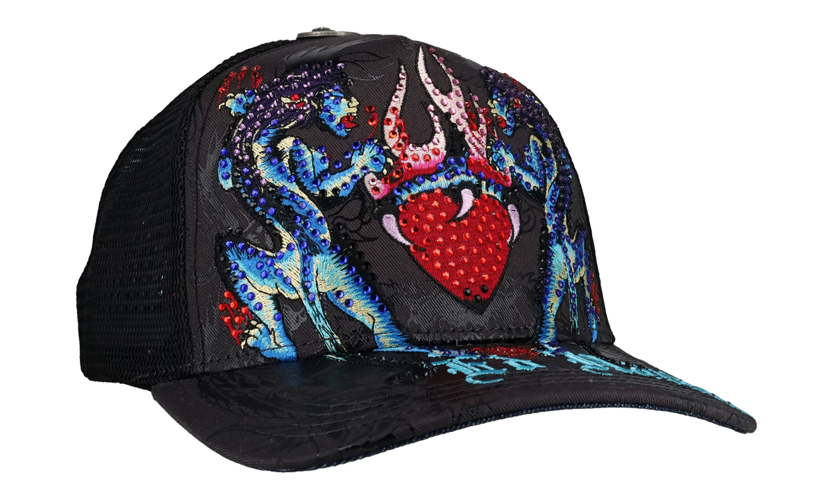 Panteras Rhinestone Trucker Hat "Black / Red / Blue" EHHS0001 95RS