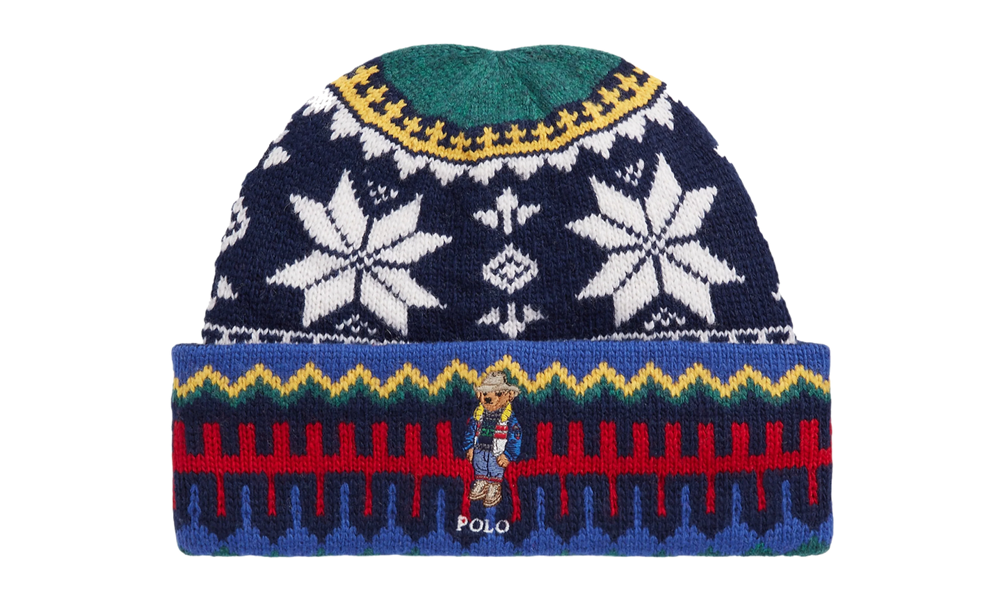 Holiday Jacquard Bear Rib-Knit Beanie "Fairisle" PC1032 961