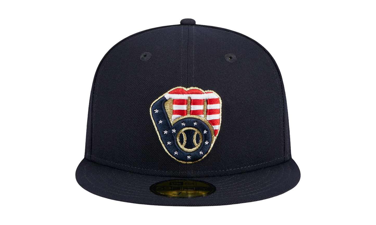 59FIFTY Milwaukee Bucks Fourth Of July Fitted Hat "Navy / Grey - Under Brim" NE908