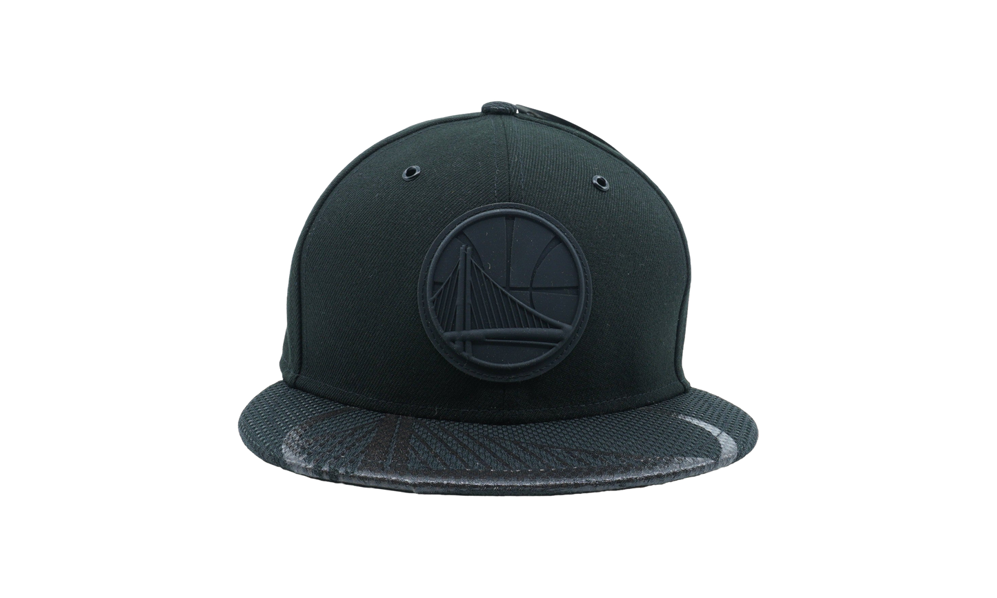 59FIFTY Golden State Warriors Textured Visor Fitted Hat "Black / Black GSW Logo - Brim" NE650