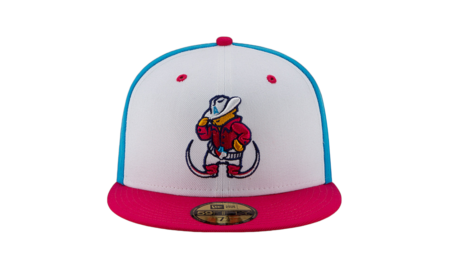 59FIFTY Amarillo Theme Night Amarillo Sod Poodles 'Pointy Botas' Fitted Hat "White and Sky Blue / Hot Pink - Brim" NE747