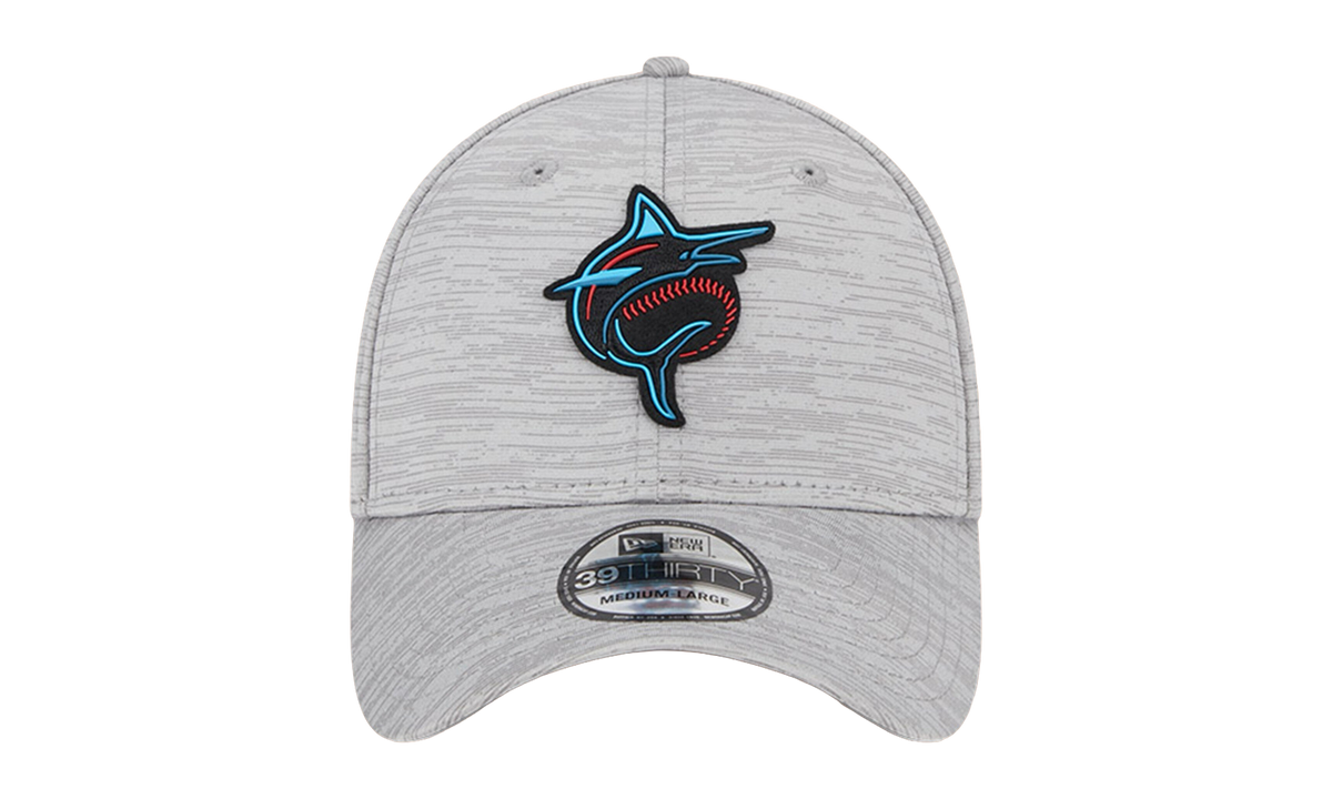 39THIRTY Miami Marlins Clubhouse Flex Fit Hat "Heather Grey / Black - Brim" NE857