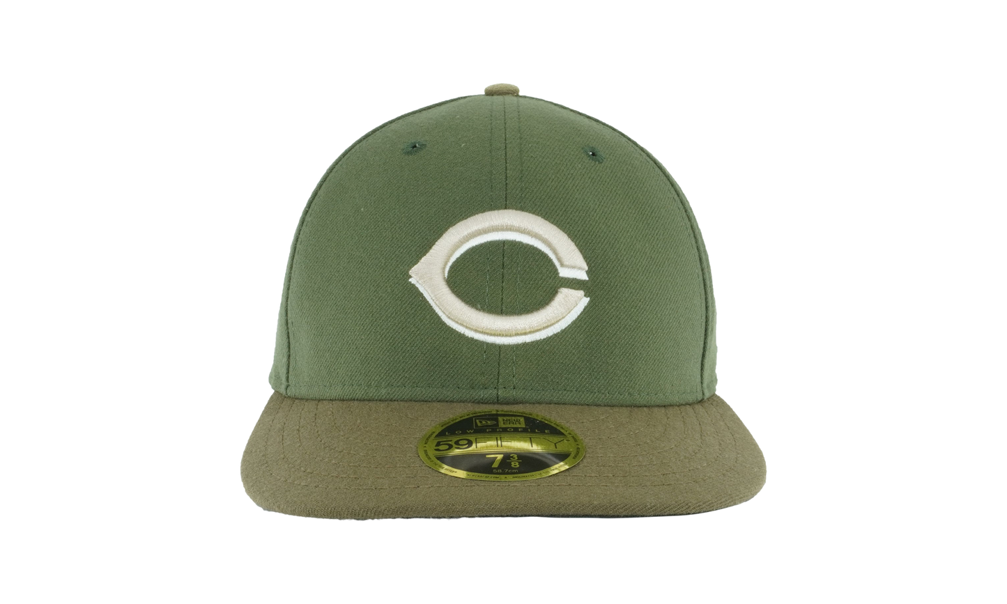 59FIFTY Cincinnati Reds Low Profile Authentic Fitted Hat "Olive / Green - Visor" NE983