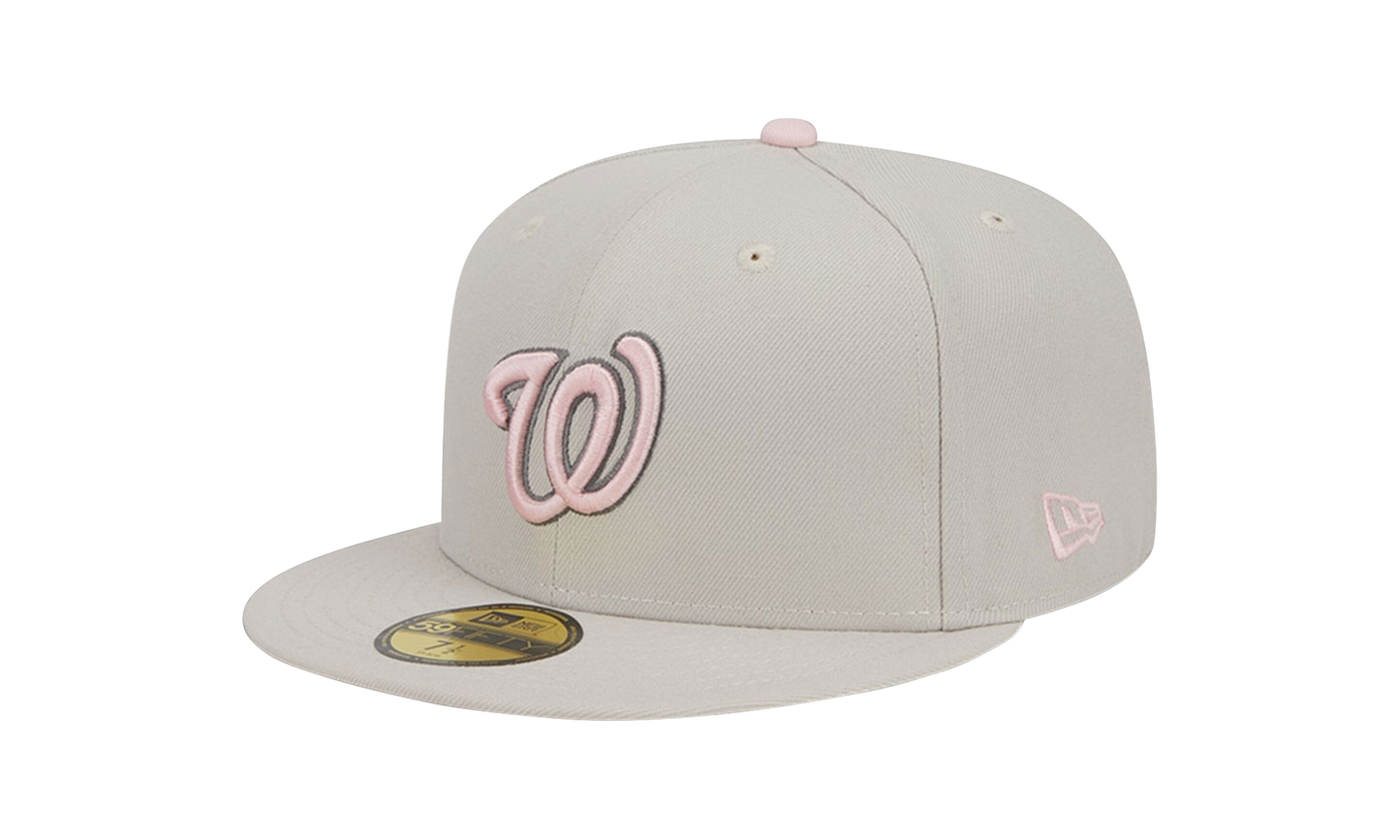 59FIFTY Washington Nationals Mother’s Day On-Field Fitted Hat "Khaki / Pink - Under Brim" NE904