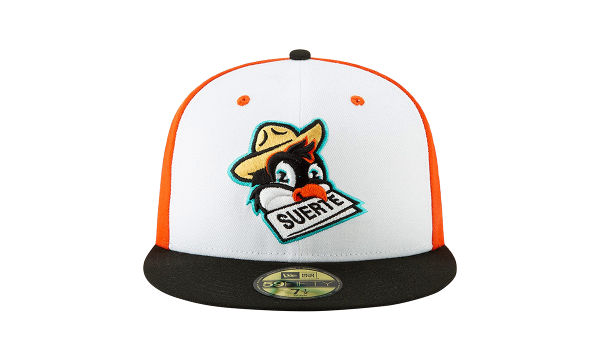 59FIFTY Norfolk Tides 'Copa de la Diversion' Pajaritos De Norfolk Fitted Hat "White and Burnt Orange / Black - Brim" NE720