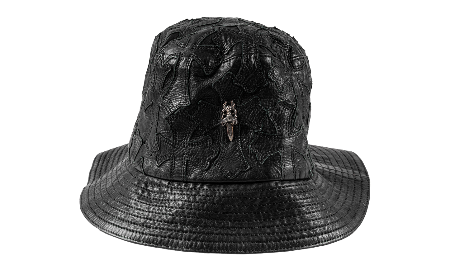 Cross Leather Patch Bucket Hat "Black" CHRM1406