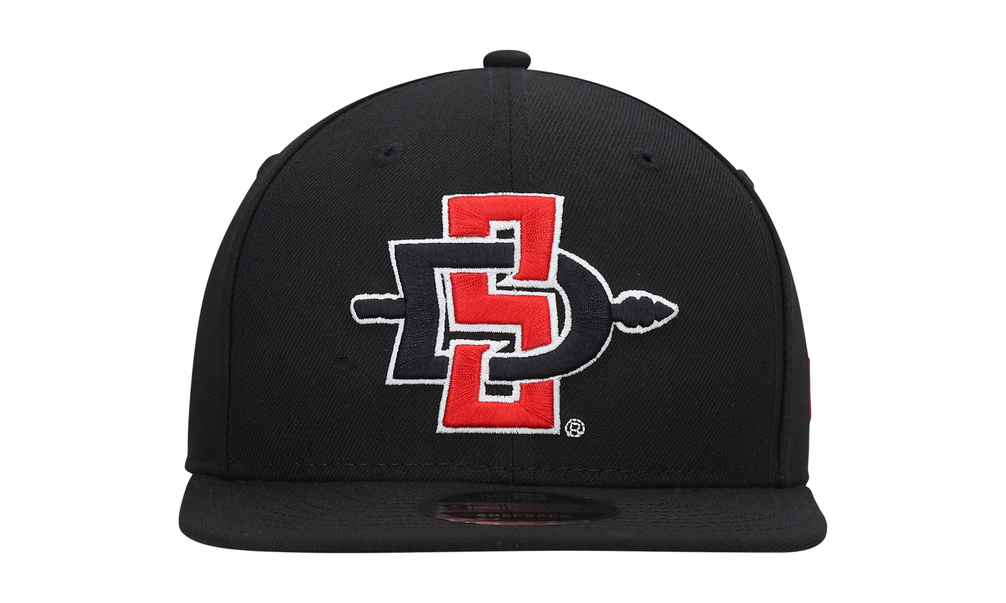 9FIFTY San Diego State Aztecs Snapback Hat "Black / Black and Red - Logo" NE1014