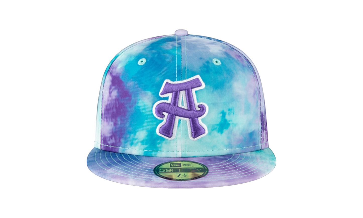 59FIFTY Asheville Theme Night 'Tourists Hippies' Fitted Hat "Blue and Purple Tie Dye Design" NE765