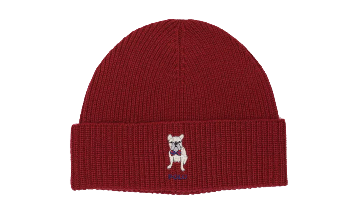 Embroidered Frenchie Rib-Knit Beanie "Red" PC0917 619