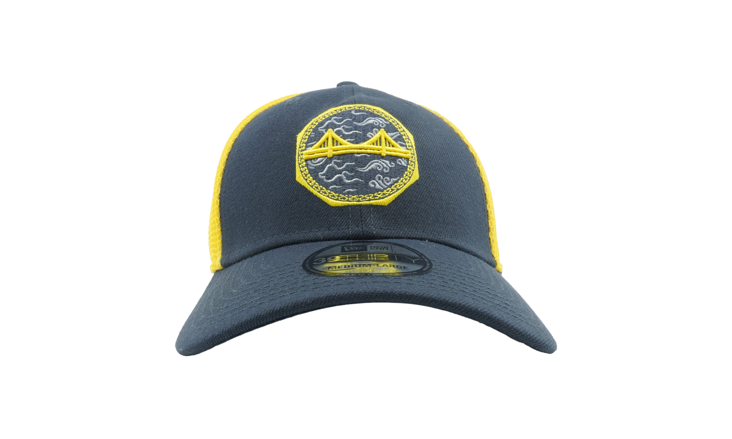39THIRTY Golden State Warriors 2018 City Series Stretch Fit Hat "Light Gunmetal / Yellow" NE700