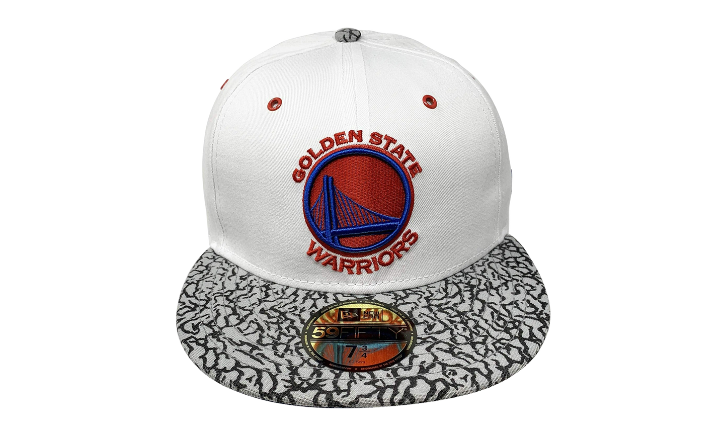 59FIFTY Golden State Warriors Kicks Hook Fitted Hat "White / Grey and Black Elephant Print - Brim" NE598