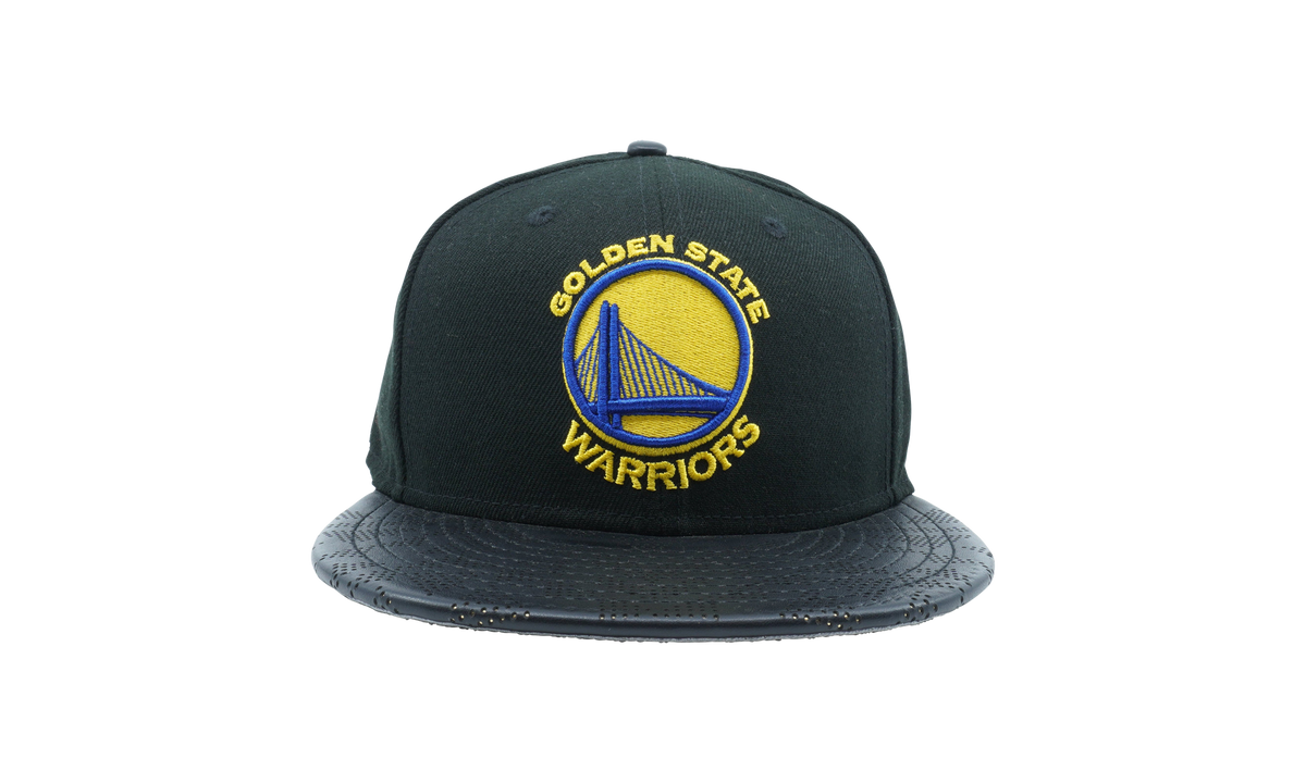 59FIFTY Golden State Warriors Pattern Performance Fitted Hat "Dark Green / Black Leather - Brim" NE1116