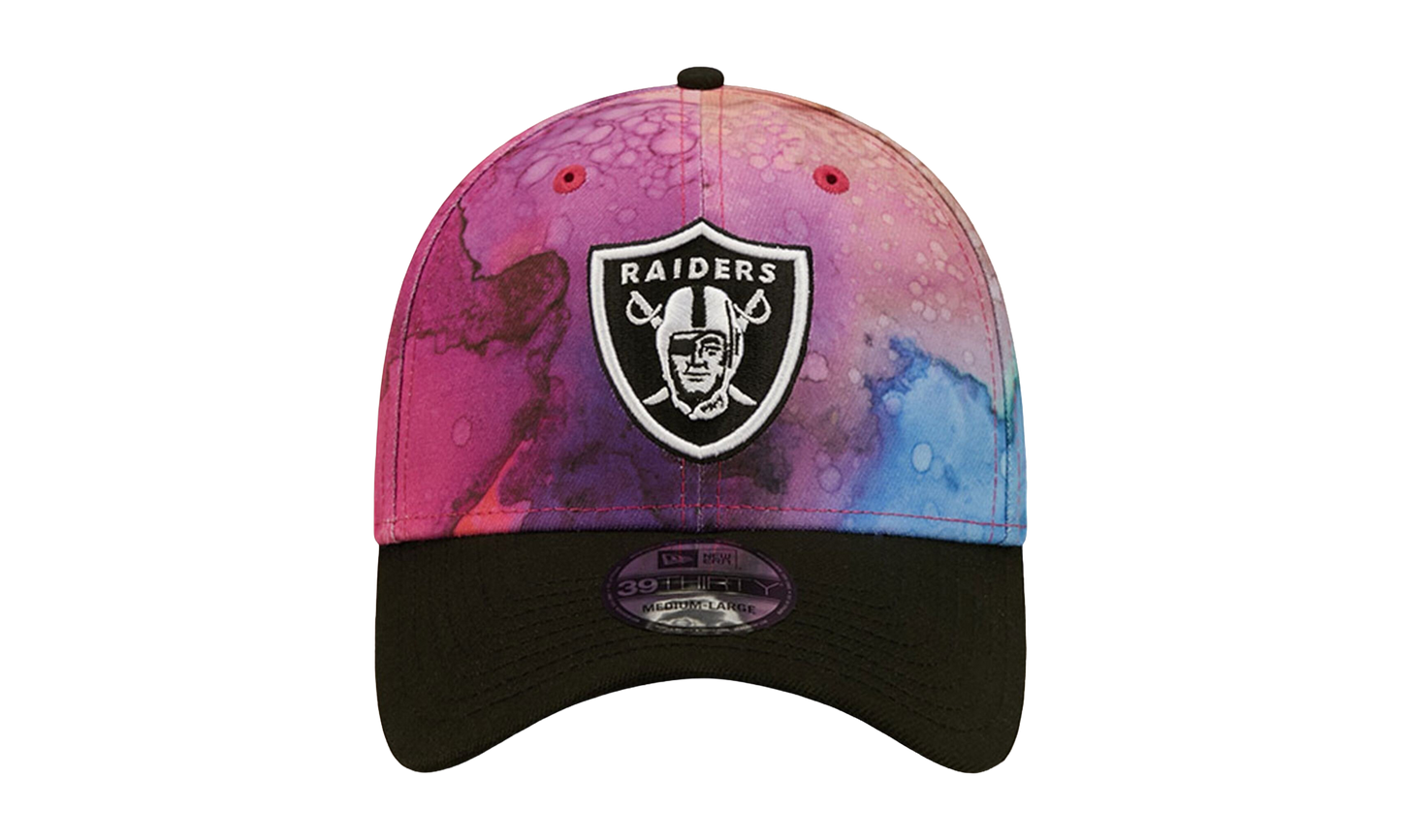 39THIRTY Las Vegas Raiders Crucial Catch Flex Fit Hat "Multicolor Watercolor Design Crown / Black Visor" NE841