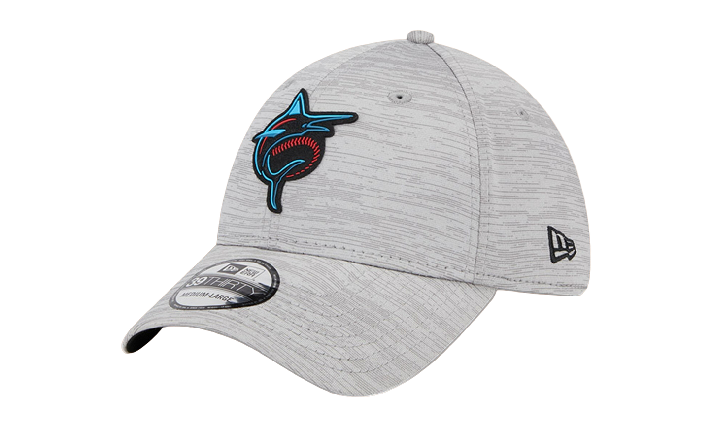 39THIRTY Miami Marlins Clubhouse Flex Fit Hat "Heather Grey / Black - Brim" NE857