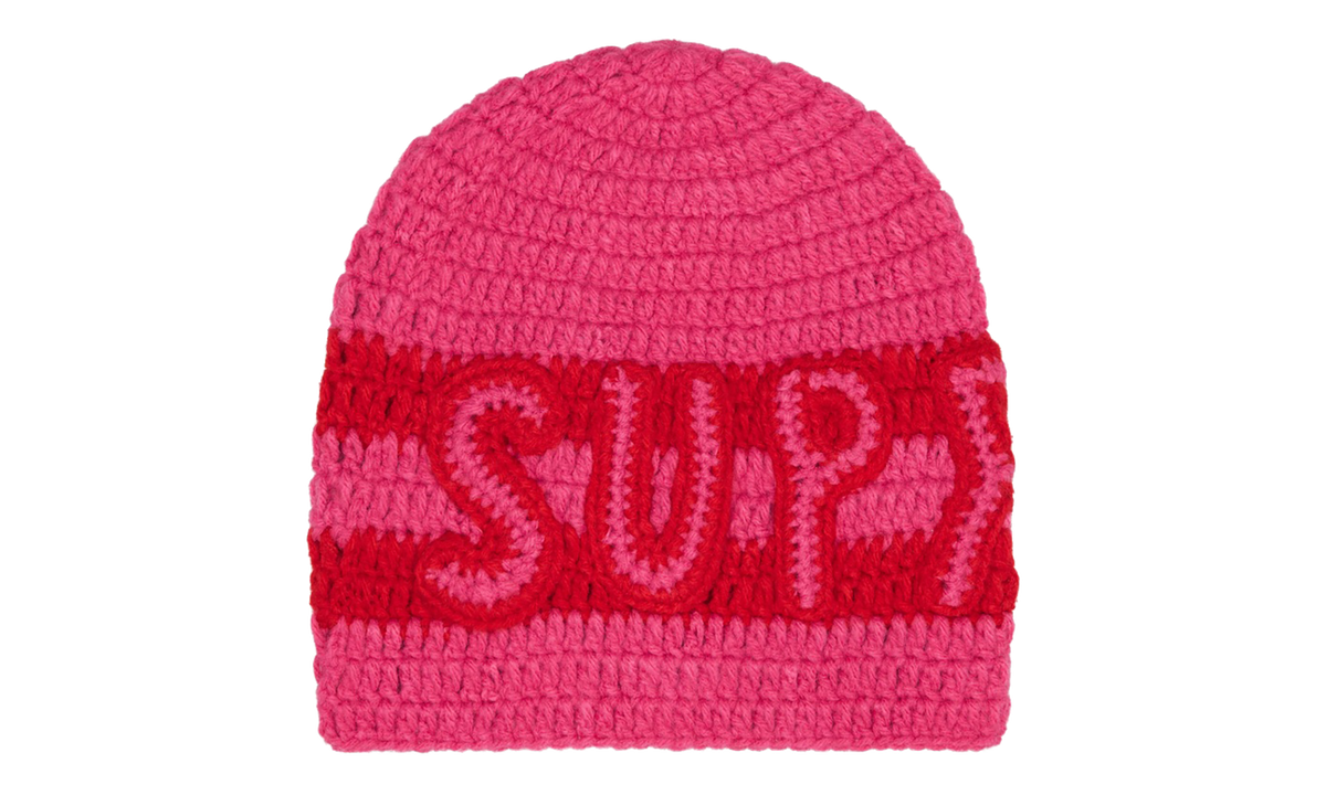 Crochet Logo Beanie "FW25 - Pink" SU27868